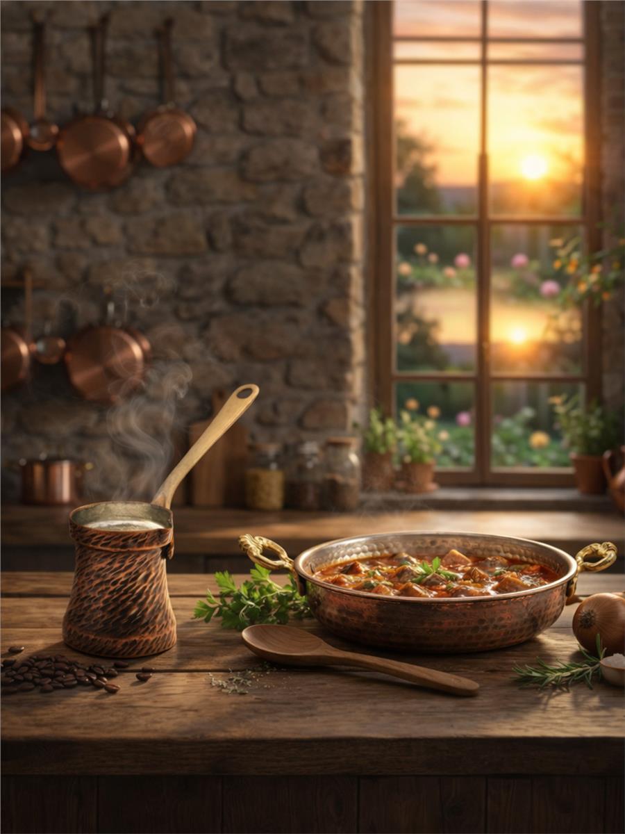 Bakır Cezve ve Bakır Tava Avantaj Seti