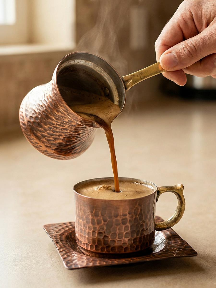 Eskitme Bakır Tiryaki Fincanı