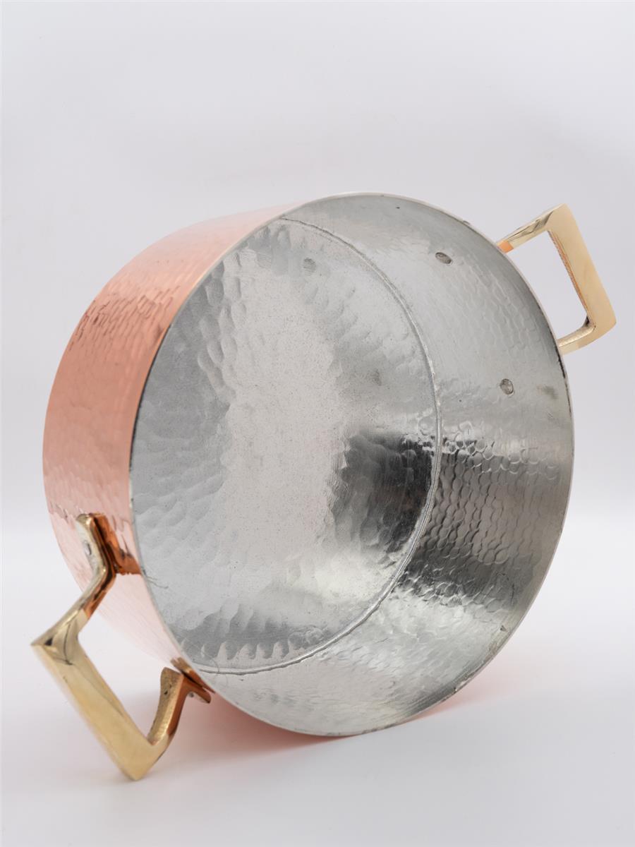 El Yapımı Kalın Dik Bakır Yemek Tenceresi 20 cm