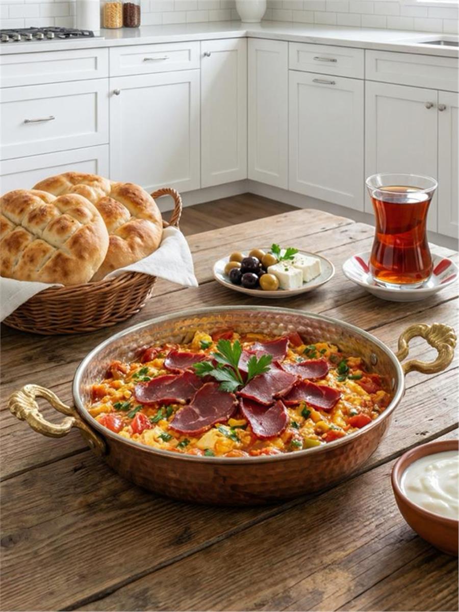 Eskitme Bakır Yumurta Tavası 20 Cm