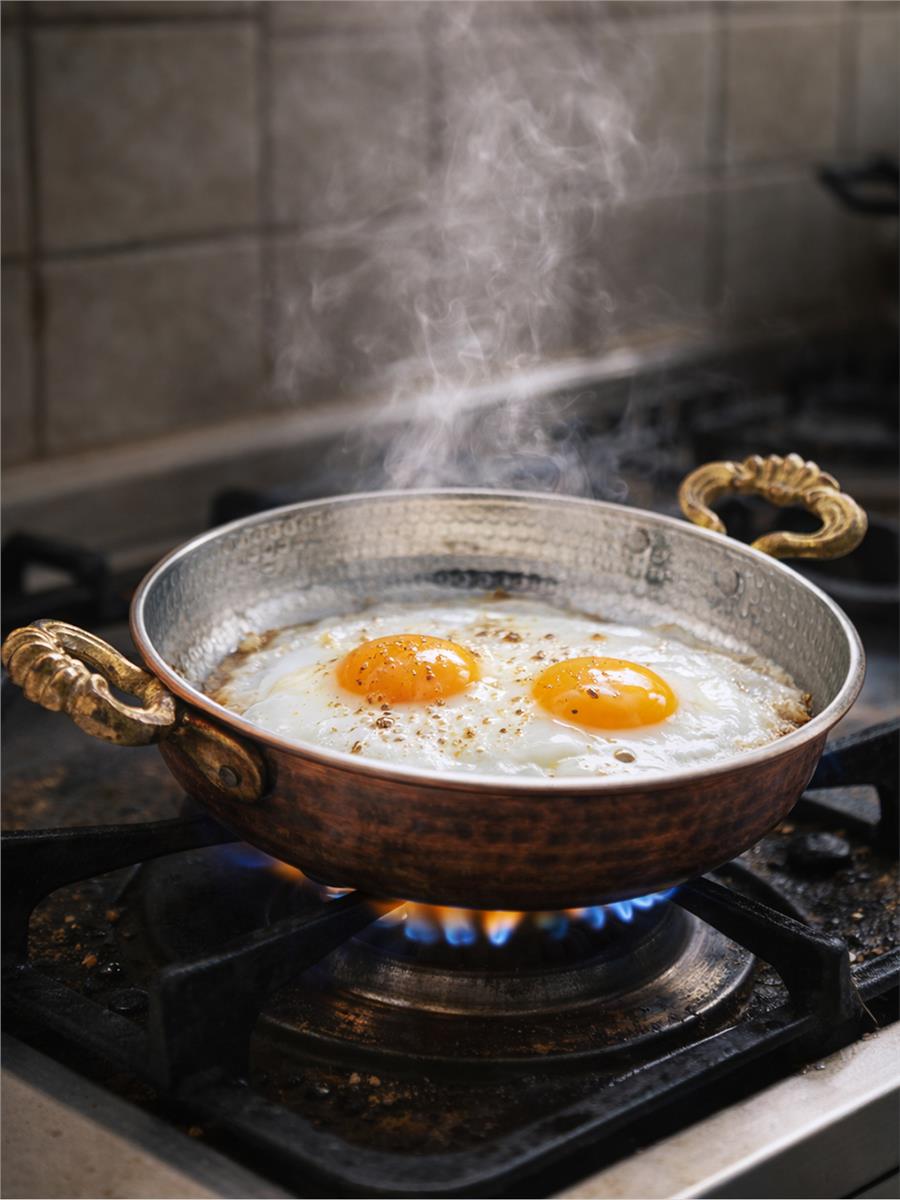 Eskitme Bakır Yumurta Tavası 16 Cm