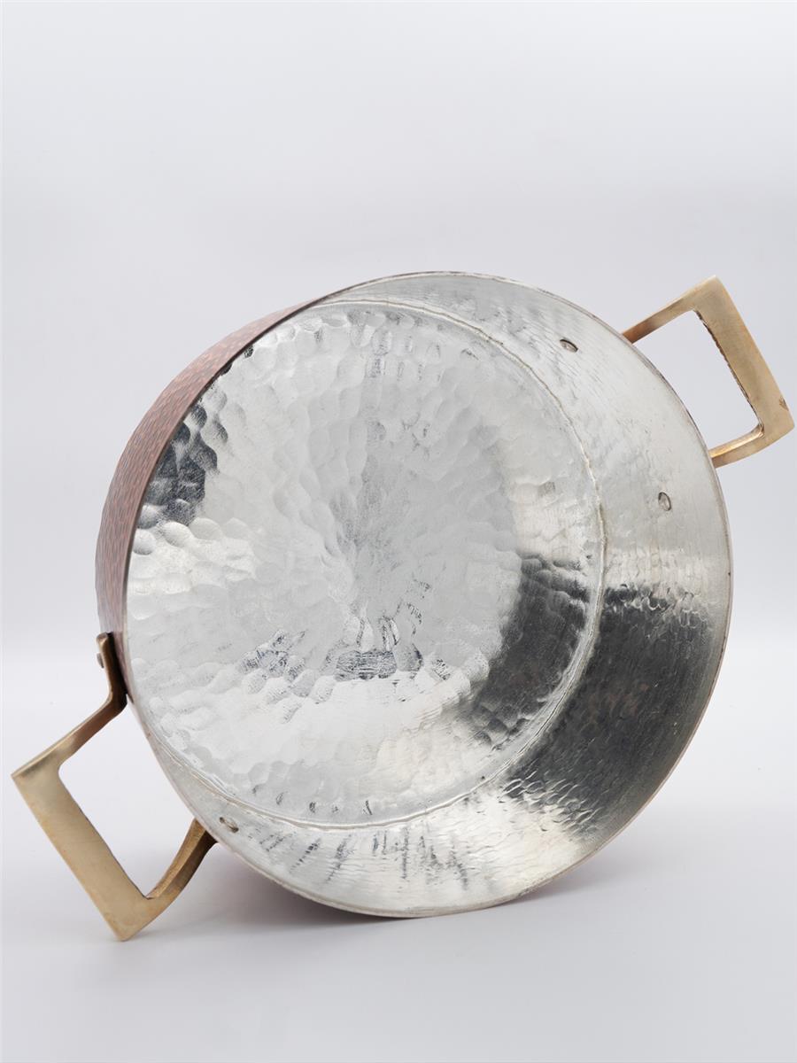 Eskitme Kalın Dik Bakır Yemek Tenceresi 20 cm