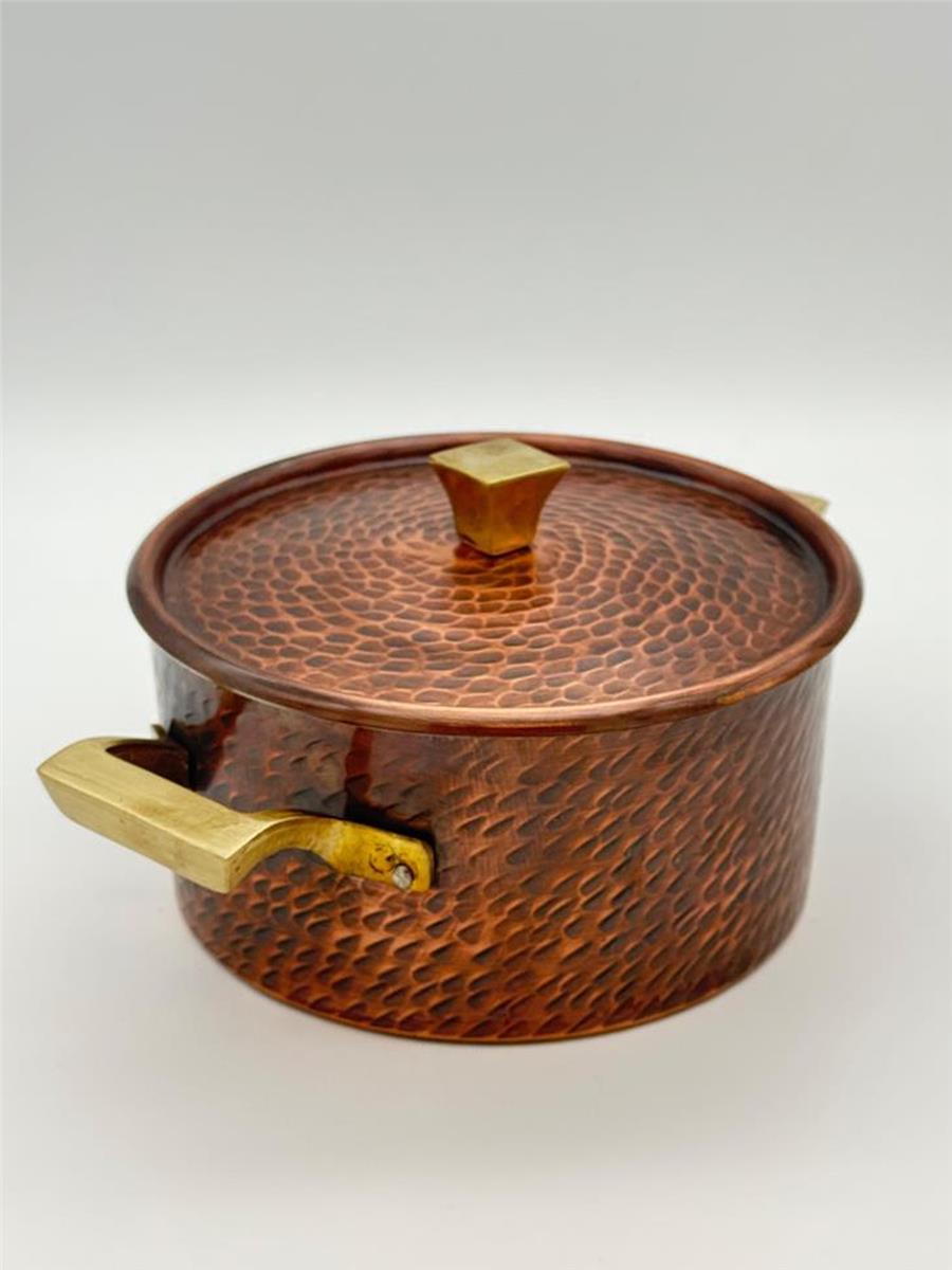 Eskitme Kalın Dik Bakır Yemek Tenceresi 24 cm