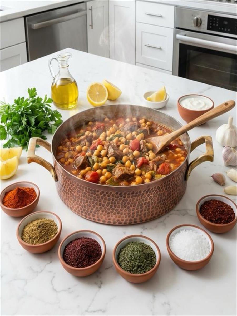 Eskitme Kalın Dik Bakır Yemek Tenceresi 20 cm