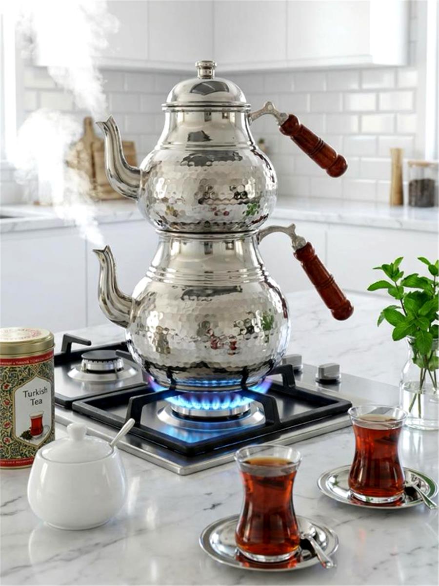 El Yapımı Klasik Bakır Çaydanlık