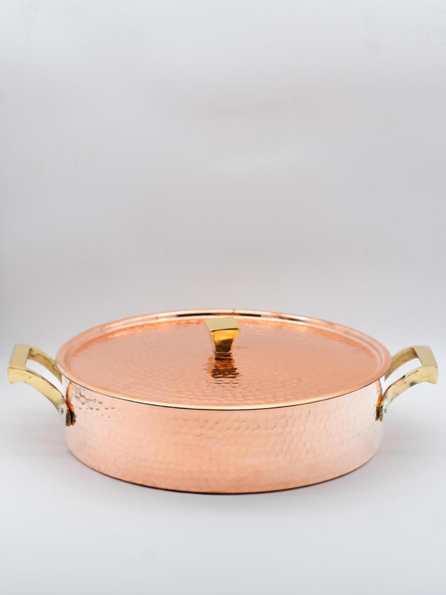 El Yapımı Kalın Dik Bakır Yemek Tenceresi 24 cm