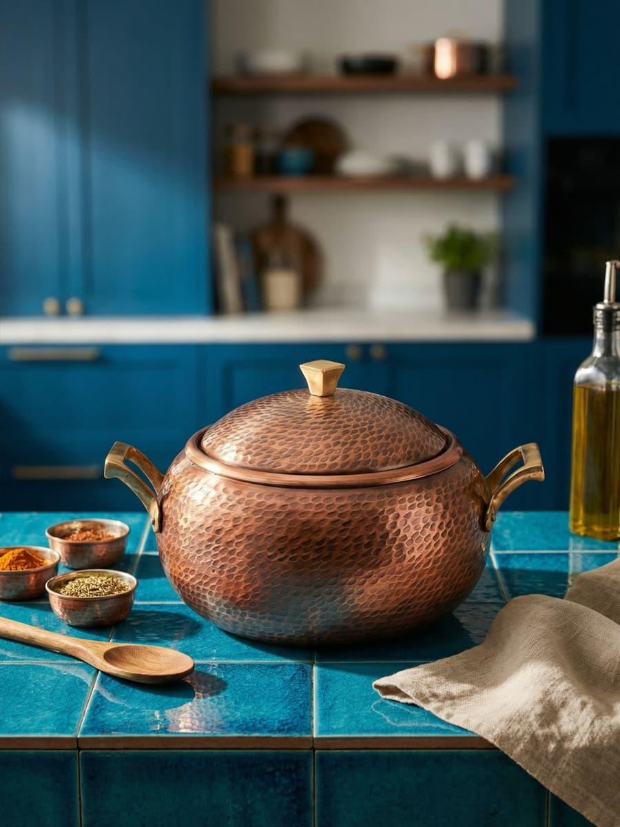 Eskitme Kalın Bakır Güveç Tenceresi 26 cm