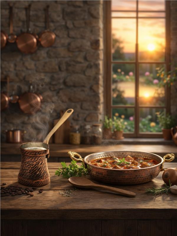 Bakır Cezve ve Bakır Tava Avantaj Seti