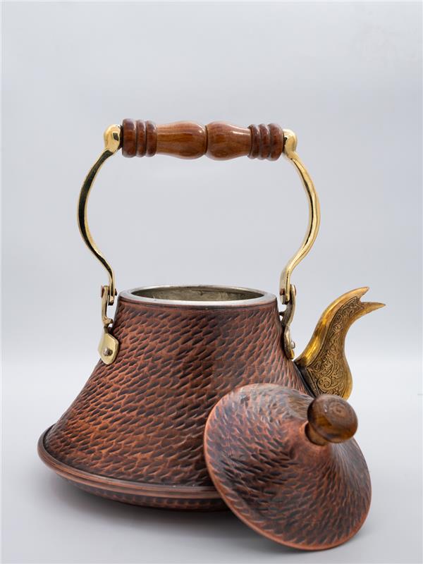 Eskitme El Yapımı Bakır Bitki Çayı Demliği