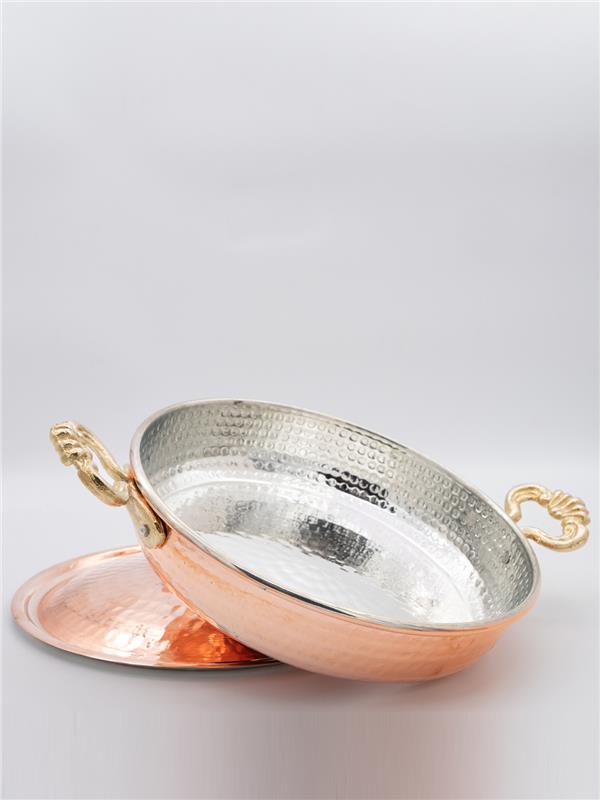 El Yapımı Bakır Yumurta Tavası Kapaklı 24 Cm