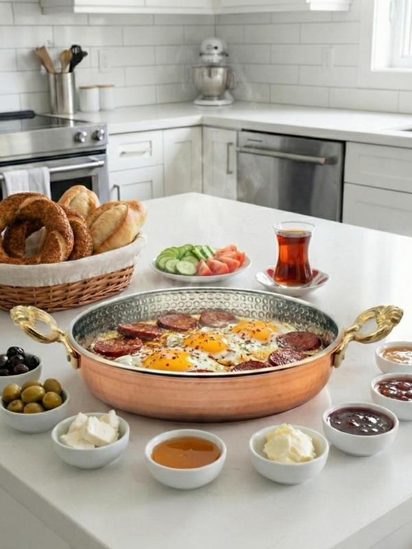 El Yapımı Bakır Yumurta Tavası 16 Cm