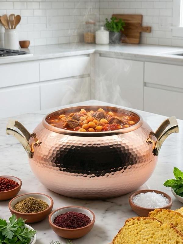 El Yapımı Kalın Bakır Güveç Tenceresi 20 cm