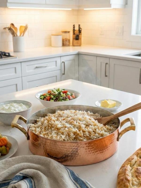 El Yapımı Kalın Bakır Pilavlık Tencere 26 cm