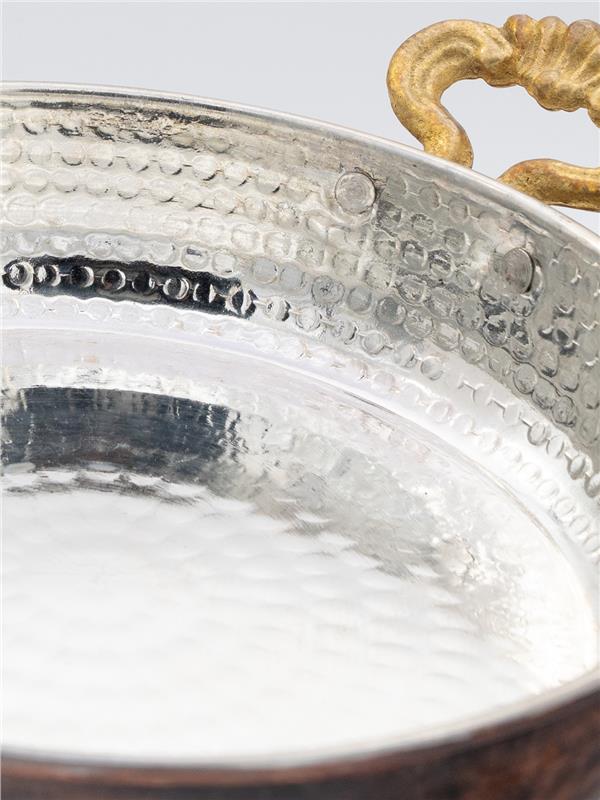 Eskitme El Yapımı Bakır Yumurta Tavası Kapaklı 20 Cm