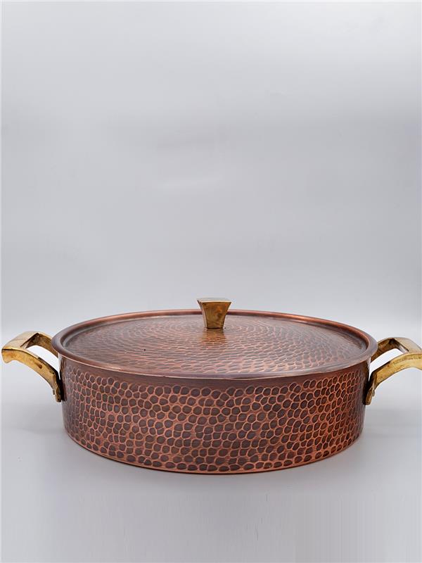 El Yapımı Eskitme Bakır Pilavlık Tencere 26 cm