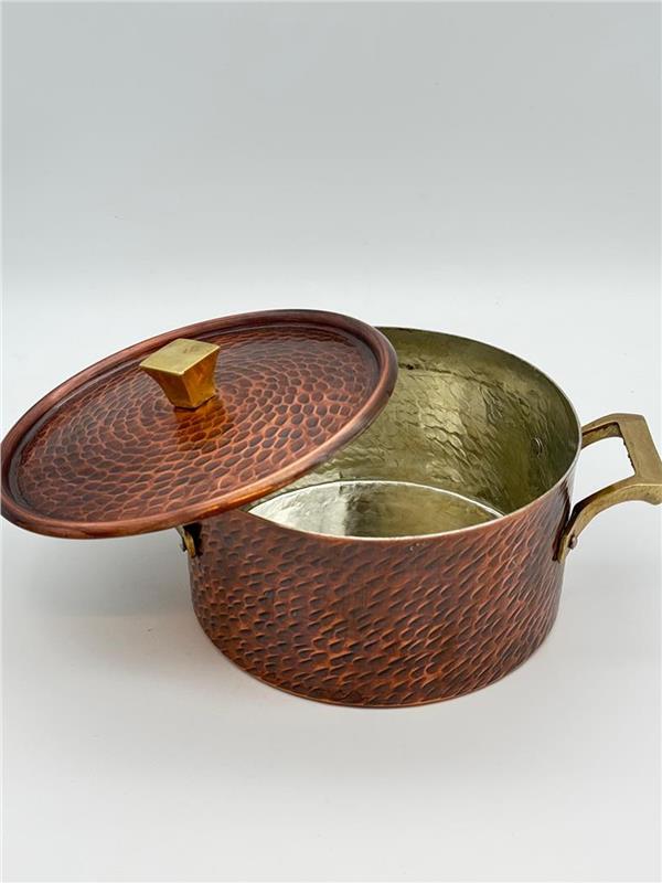 Eskitme Kalın Dik Bakır Yemek Tenceresi 24 cm