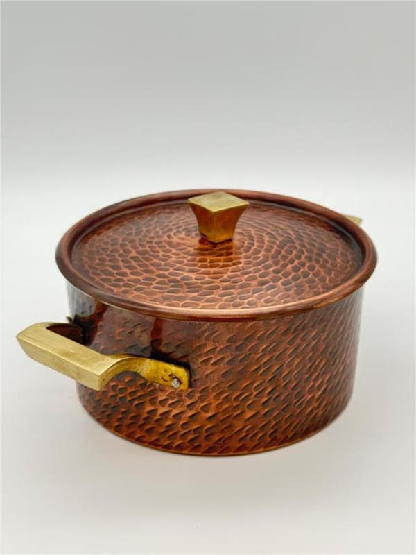 Eskitme Kalın Dik Bakır Yemek Tenceresi 24 cm