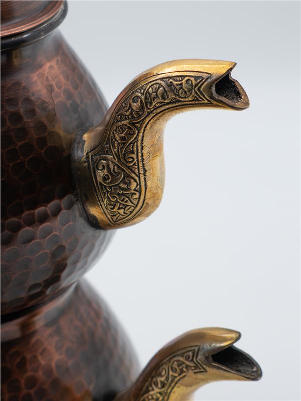 Damla Model Eskitme El Yapımı Bakır Çaydanlık