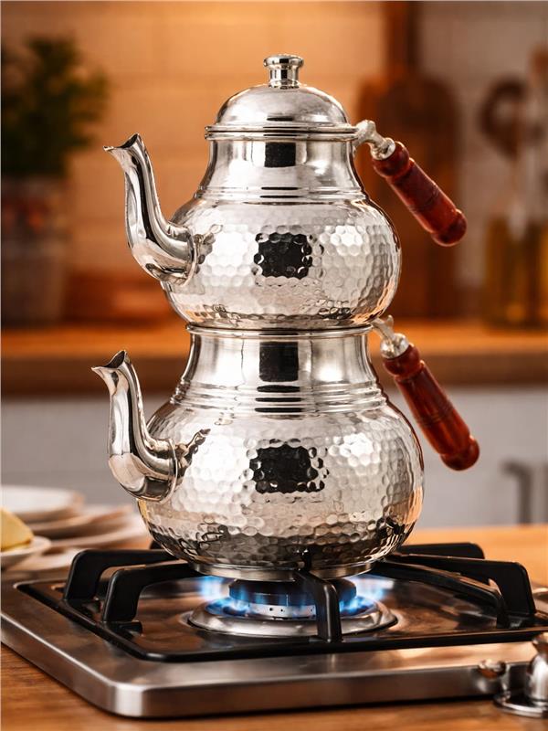 El Yapımı Klasik Bakır Çaydanlık