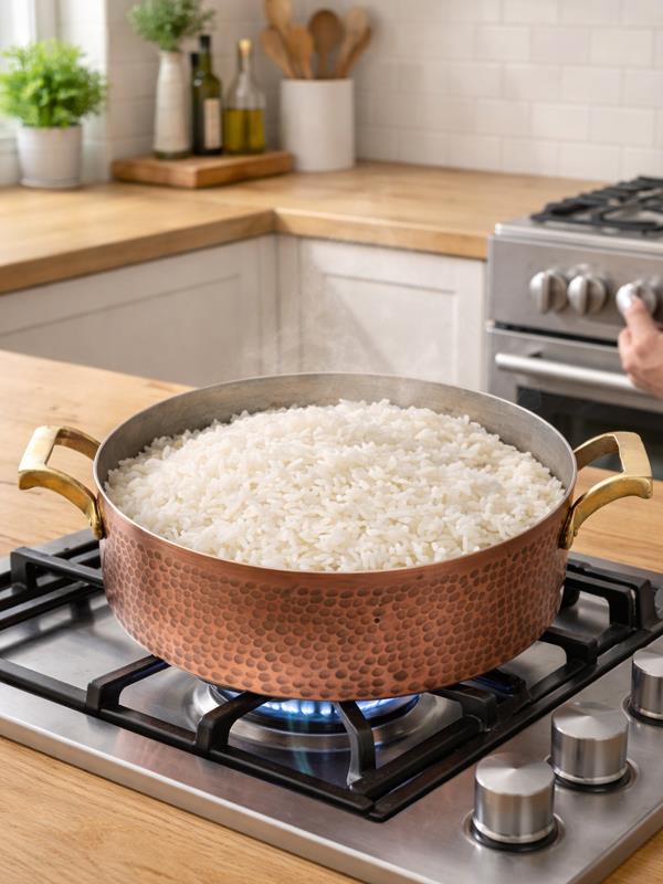 El Yapımı Kalın Bakır Pilavlık Tencere 20 cm