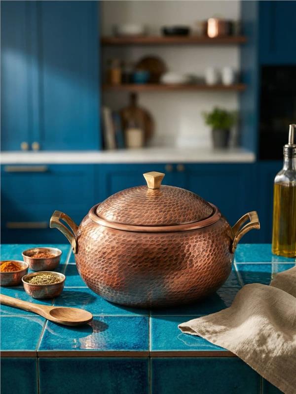 Eskitme Kalın Bakır Güveç Tenceresi 26 cm